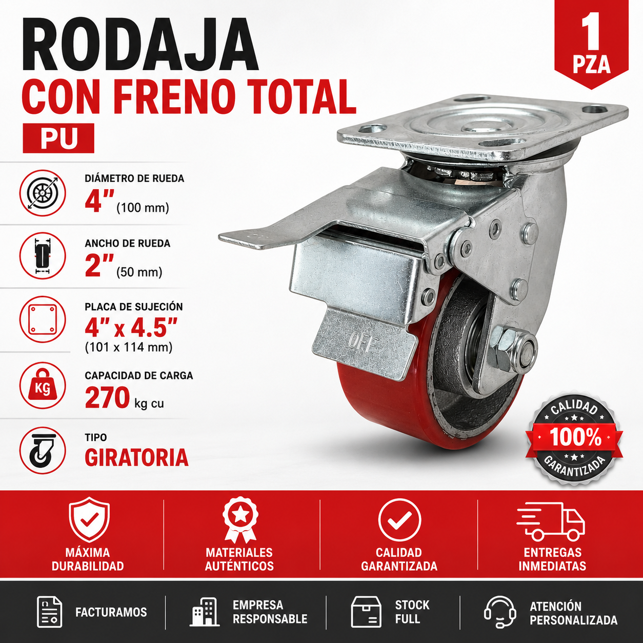 rodajas industriales pu 4x2 con freno en mexico