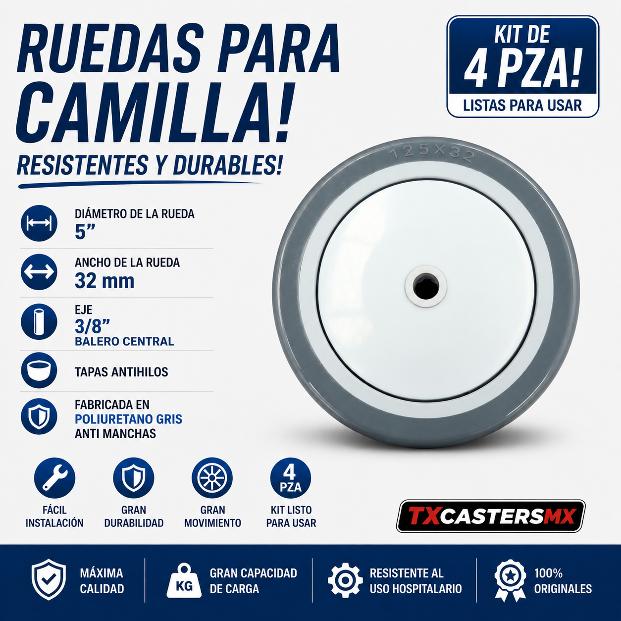 ruedas para camilla en mexico de entrega inmediata
