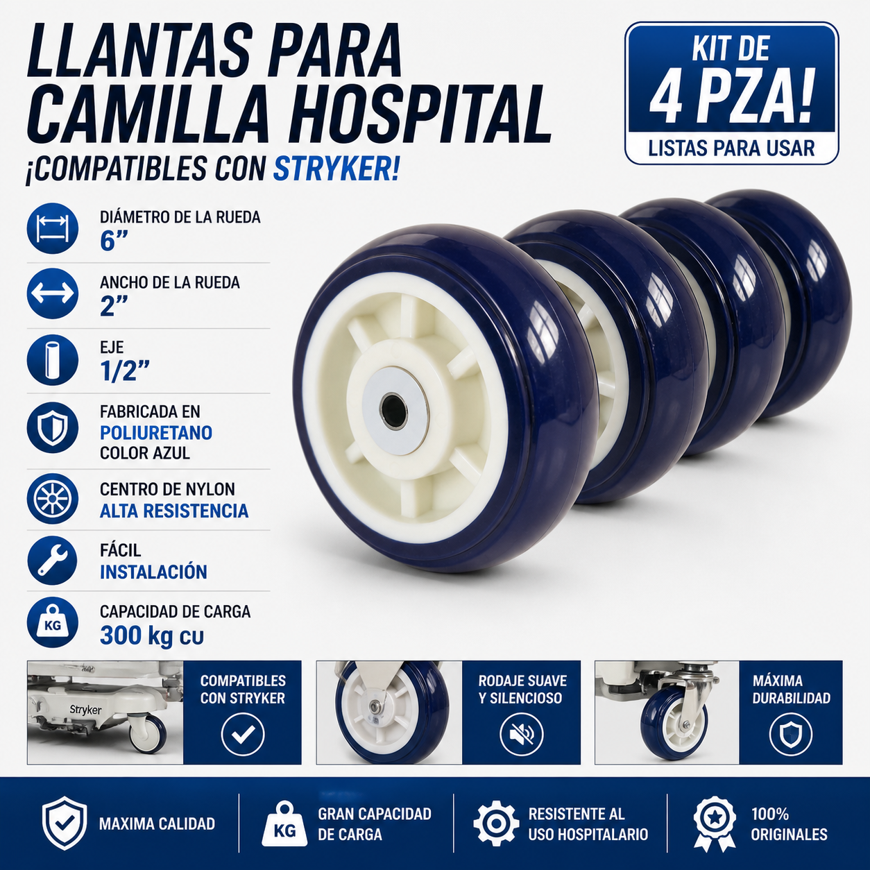 ruedas para camillas stryker en mexico